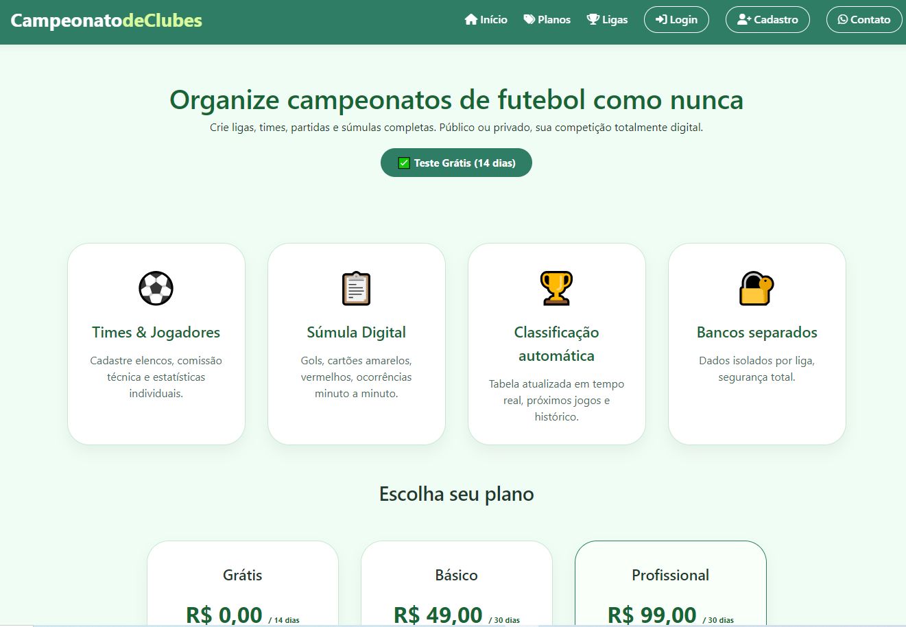 Gerenciamento de campeonato e ligas de futebol
